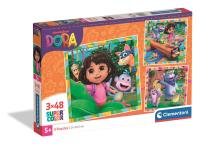 Puzzle 3x48 Super kolor Dora 25078. Wydawca: Clementoni. SmakLiter.pl Opakowanie Puzzle 3x48 Super kolor Dora 25078