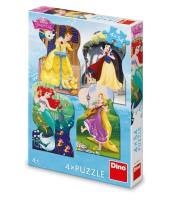 Puzzle 4w1 Księżniczki Disneya 4x54el. Wydawca: Dino Toys. SmakLiter.pl Opakowanie Puzzle 4w1 Księżniczki Disneya 4x54el