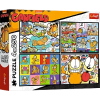 Opakowanie Puzzle 4x250 Garfield nie lubi poniedziałków TREFL
