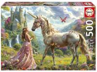 Puzzle 500 Wróżka, jednorożec i motyl. Wydawca: Educa. SmakLiter.pl Opakowanie Puzzle 500 Wróżka, jednorożec i motyl
