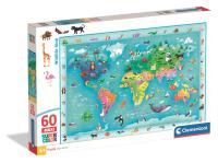 PUZZLE 60 EL MAXI SUPER KOLOR  Wildlife Map. Wydawca: Clementoni. SmakLiter.pl Opakowanie PUZZLE 60 EL MAXI SUPER KOLOR  Wildlife Map