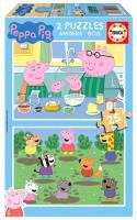 Puzzle drewniane 2x25 Świnka Peppa. Wydawca: Educa. SmakLiter.pl Opakowanie Puzzle drewniane 2x25 Świnka Peppa