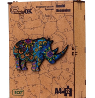 Opakowanie Puzzle drewniane eko 72 Rzadki nosorożec A4