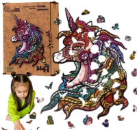Opakowanie Puzzle drewniane eko 76 Tęczowy jednorożec A4