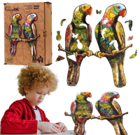 Opakowanie Puzzle drewniane eko 82 Papużki faliste A4