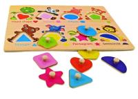 Puzzle figury geometryczne. Wydawca: Maksik. SmakLiter.pl Opakowanie Puzzle figury geometryczne