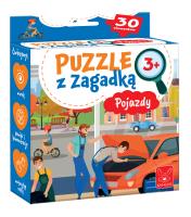 Puzzle z Zagadką Pojazdy 3+. Wydawca: Kangur. SmakLiter.pl Opakowanie Puzzle z Zagadką Pojazdy 3+