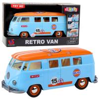 Retro van bus światło dźwięk niebieski. Wydawca: Leantoys. SmakLiter.pl Opakowanie Retro van bus światło dźwięk niebieski