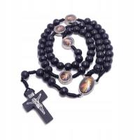 Opakowanie Różaniec drewniany czarny - Jezu ufam Tobie