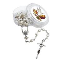 Opakowanie Różaniec komunijny biały serduszko z pudełkiem