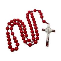 Opakowanie Różaniec plasik duży paciorek czerwony