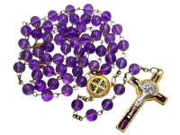 Opakowanie Różaniec szklany św. Benedykt fioletowy