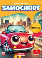 Samochody. Kolorowy świat. Kolorowanka z naklejkami. Autor: Katarzyna Salamon. SmakLiter.pl Okładka książki Samochody. Kolorowy świat. Kolorowanka z naklejkami