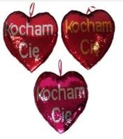 Opakowanie Serce cekinowe Kocham Cię 37cm MIX
