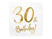 Opakowanie Serwetki 30th Birthday białe 33x33cm 20szt