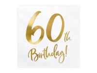 Opakowanie Serwetki 60th Birthday białe 33x33cm 20szt