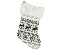 Opakowanie Skarpeta świąteczna biała w renifery 41x22cm