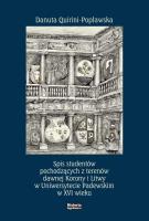 Spis studentów pochodzących z terenów dawnej.... Autor: Danuta Quirini-Popławska. SmakLiter.pl Okładka książki Spis studentów pochodzących z terenów dawnej...