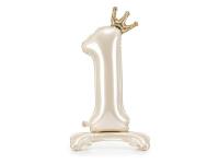 Opakowanie Stojący balon foliowy cyfra 1 84cm jasny krem