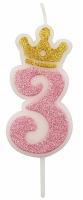Opakowanie Świeczka 3 różowa 6,8cm PARTY GO