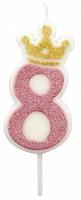 Opakowanie Świeczka 8 różowa 6,8cm PARTY GO