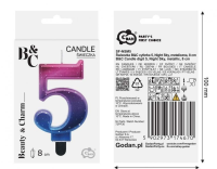 Opakowanie Świeczka B&C cyferka 5 Night Sky metal 8cm