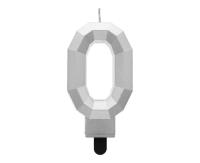 Opakowanie Świeczka cyferka 0 - Diament metalik srebrny 7,6cm