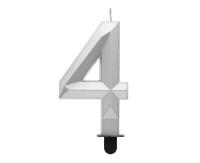 Opakowanie Świeczka cyferka 4 - Diament metalik srebrny 7,6cm