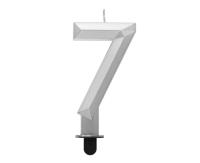 Opakowanie Świeczka cyferka 7 - Diament metalik srebrny 7,6cm