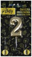 Opakowanie Świeczka urodzinowa 2 Metaliczna złota