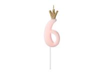 Opakowanie Świeczka urodzinowa 6 jasny różowy 9,5cm