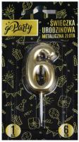 Opakowanie Świeczka urodzinowa 6 Metaliczna złota