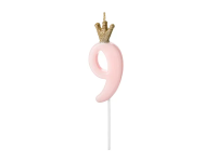 Opakowanie Świeczka urodzinowa 9 jasny różowy 9,5cm