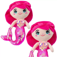 Opakowanie Syrenka pluszowa z ogonem w cekiny różowa 30cm