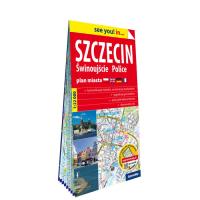 Szczecin, Świnoujście, Police; papierowy plan miasta 1:22 000. Autor: Opracowanie zbiorowe. SmakLiter.pl Okładka książki Szczecin, Świnoujście, Police; papierowy plan miasta 1:22 000