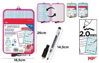 Opakowanie Tablica biała dwustronna z markerem 18,5x26cm MIX