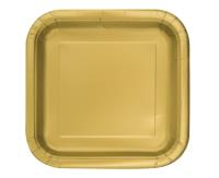 Opakowanie Talerzyki papierowe złote kwadratowe 18cm 16szt