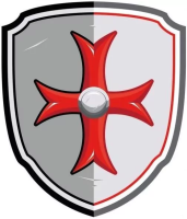 Tarcza rycerska z krzyżem maltańskim. Wydawca: PAPO. SmakLiter.pl Opakowanie Tarcza rycerska z krzyżem maltańskim