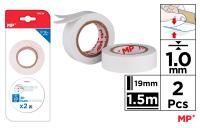 Taśma dwustronna piankowa MP 19mm x 1.5m biała blister 2 sztuki. Wydawca: MP Main Paper. SmakLiter.pl Opakowanie Taśma dwustronna piankowa MP 19mm x 1.5m biała blister 2 sztuki