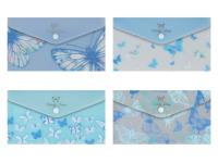 Opakowanie Teczka DL kopertowa na zatrzask nadruk Motyle niebieska 1szt.mix