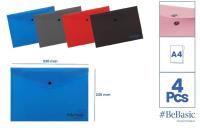 Teczka kopertowa na zatrzask mix kolorów 4szt. Wydawca: BeBasic. SmakLiter.pl Opakowanie Teczka kopertowa na zatrzask mix kolorów 4szt
