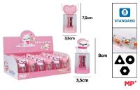 Temperówka z pojemnikiem - kot / serduszko (24szt). Wydawca: MP Main Paper. SmakLiter.pl Opakowanie Temperówka z pojemnikiem - kot / serduszko (24szt)