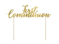 Opakowanie Topper na tort First Communion złoty 21cm