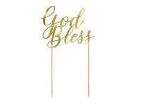 Topper na tort God Bless złoty 27,5cm. Wydawca: PartyDeco. SmakLiter.pl Opakowanie Topper na tort God Bless złoty 27,5cm