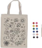 Opakowanie Torba płócienna do kolorowania z farbkami - Kwiaty