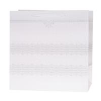 Opakowanie Torebka Lux 37x37x20cm brokat biała ROZETTE 12 szt