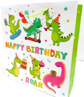 Opakowanie Torebka ozdobna matowa 35x37x12cm Dinozaury