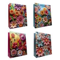 Torebka prezentowa uniwersalna L Kwiaty metal mix. Wydawca: JU-PITER. SmakLiter.pl Opakowanie Torebka prezentowa uniwersalna L Kwiaty metal mix