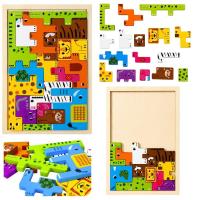 Opakowanie Układanka logiczna drewniane puzzle zwierzęta 20el