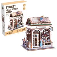 Opakowanie Uliczny zakątek drewniane puzzle 3D księgarnia